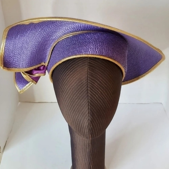 Vintage Sylvia Purple Gold Unique Woven Hat - Picture 6 of 9